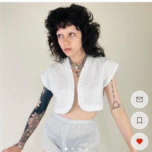 Vintage Eyelet Cotton Croptop 70s / S